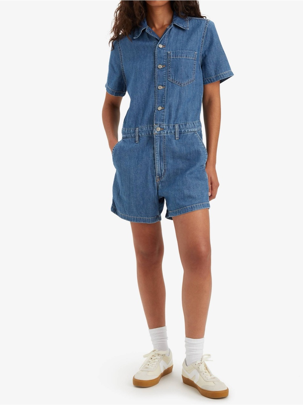 Levi's Blue Short Sleeve Denim Romper